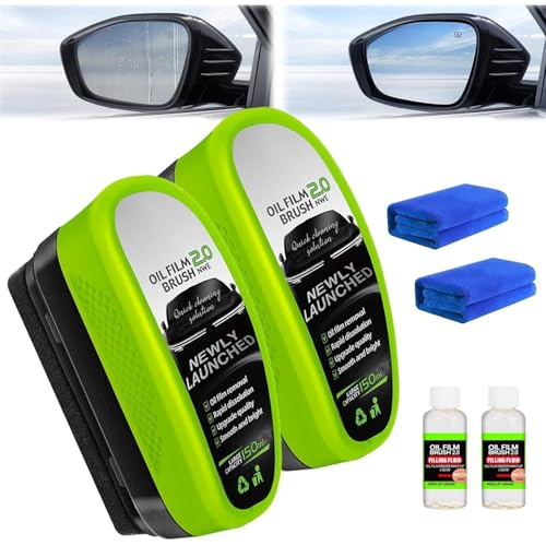 Clear Vision Scheibenreiniger Auto 2 Stück Automotive Oil Film Cleaning Brush 150ML Windschutzscheiben Reiniger Auto Scheibenreiniger für Autoscheiben Spiege Entfernt Schmutz Stellt die Klarheit