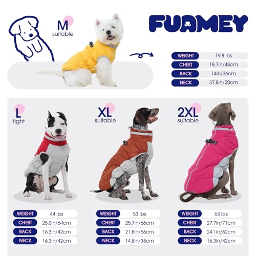 Image of FUAMEY Dog Cold Weather Coats Reflective Dog Warm Jacket with Harness | Fleece Winter Coat for Large Dogs Snow Puffer Vests with Zipper Reflective Turtleneck Jackets for Winter Pink XL