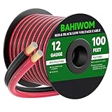 BAHIWOM 12 Gauge Wire 100FT 12V/24V DC Low Voltage Electrical Wire 2 Conductors Cable Flexible PVC Jacket Copper Clad Aluminum Extension Cord for Speaker, LED Strips, Automotive,Business