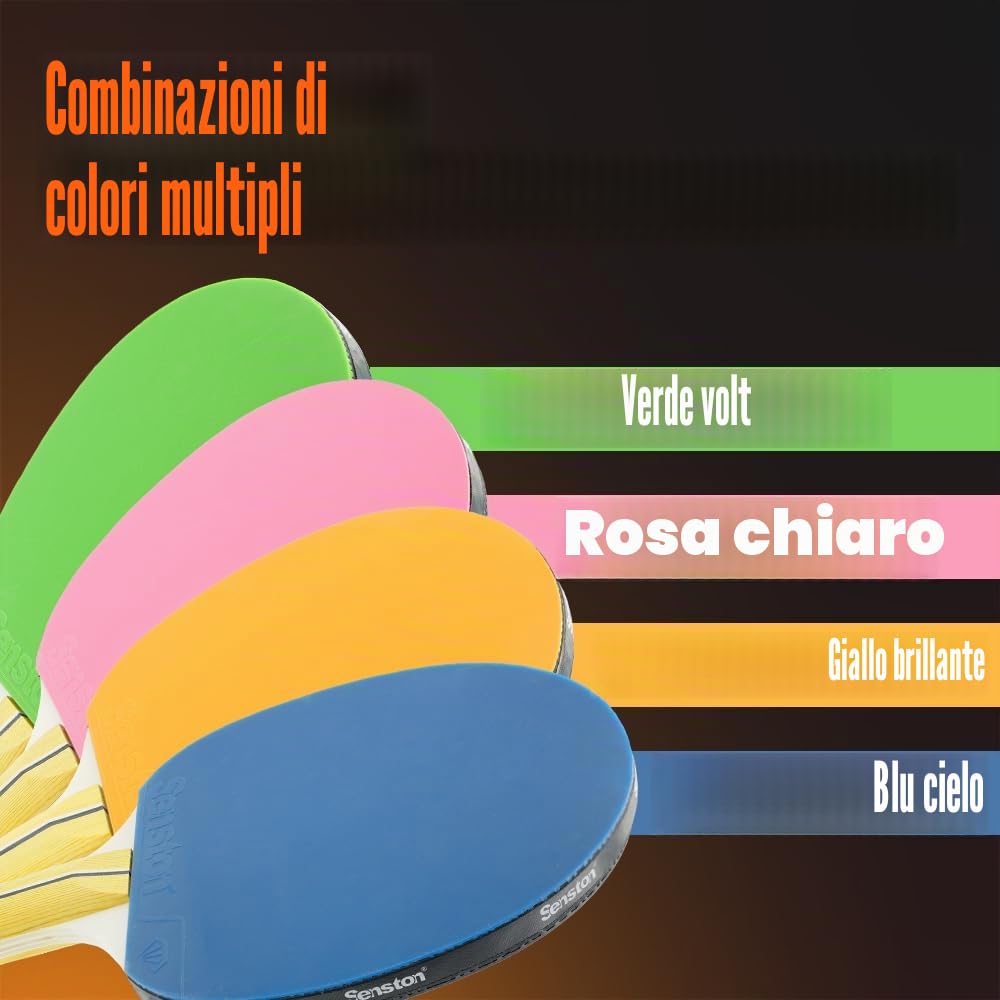 Senston Set di racchette da ping pong (4 racchette) – Opzioni colorate per competizioni casuali e divertimento in famiglia | Il set da ping pong perfetto per ragazzi e adulti