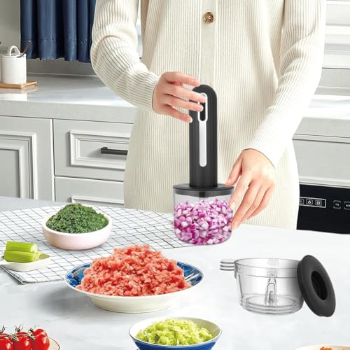 Mini hachoir électrique avec 4 tasses et 2 lames pour ail et oignon