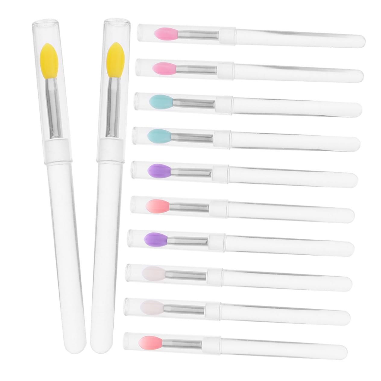 SOESFOUFU 12pcs Silicone Lipstick Applicator Wands Portable Lip Brush Cover Lip Gloss Brush for Women Makeup Tools Set Travel-friendly Lip Applicators