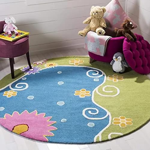 Image of Sifa Carpet Round Area Rug - Washable Soft Non-Slip Round Rug for Living Room & Dining Room, Ultra-Thin Botanical Print Circle Carpet, Weight -15 Pund, Size-5x5 Feet (60x60 Inch Round)