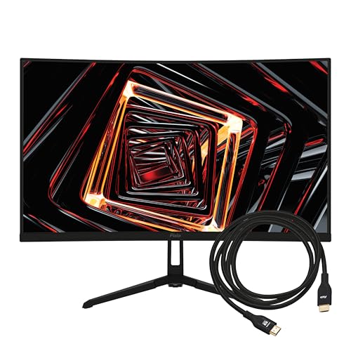 Image of Pixio PXC248 Wave 24 inch 200Hz 1080p 1500R Curve Fast VA 1ms GTG Adaptive Sync Gaming Monitor with Black HDMI 2.1 Cable Certified Ultra High Speed 6FT 8K 60Hz 4K 120Hz Nylon Braided