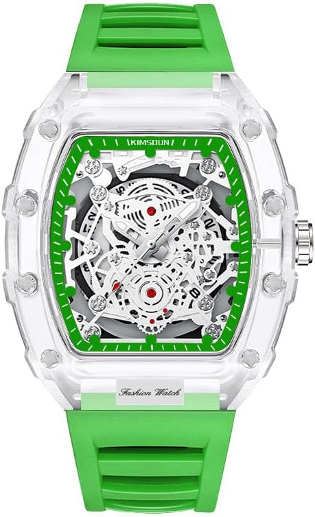 GORBEN Watch Wristwatch for Men Fashion Casual Cool Big Dial Watch Hollowed Transparent Analog Display Silicone Strap Calendar Quartz Waterproof Trend Male Wrist Watch