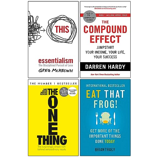 Essentialism, The Compound Effect, The One Thing & Eat That Frog 4 Books Collection Set