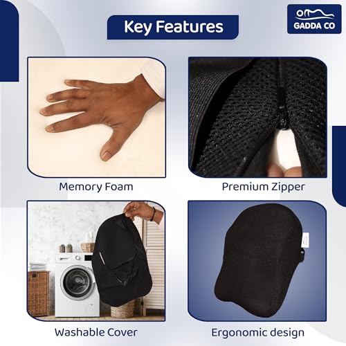 Image of GADDA CO Car Neck Rest Pillow | Premium Memory Foam Neck Pillow for Car | Orthopedic Neck Rest for Car Seat | Cervical & Head Support Cushion | Relieves Neck Pain | 2 Year Warranty (Mesh Black)
