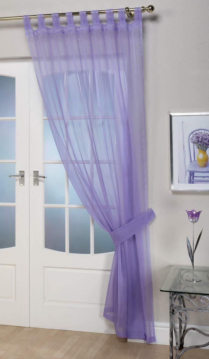 John Aird Woven Voile Tab Top Curtain Panel - Tieback Included - Single Panel (Lilac, 58" Wide x 54" Drop) — image 1