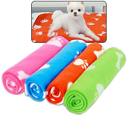 Prsildan Dog Blanket, Warm Fleece Puppy Blankets Pet Throws for Dogs Bed Covers 24 x 28 Inches 4 Packs