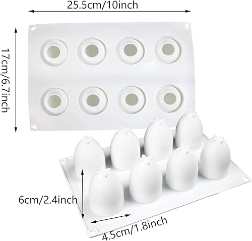 Miniatura 3 de FVVMEED Moldes de silicona para huevos de Pascua con 8 cavidades, molde de mousse para tartas, molde antiadherente 3D para hornear, postre, pastel