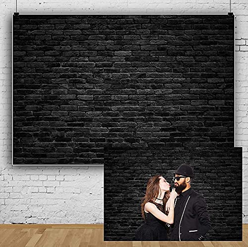 Laeacco Dark Gray Brick Wall Background 10x6.5ft Retro Black Brick Wall Backdrop Vintage Stone Texture Wall Birthday Party Photo Booth Banner Newborn Adult Portrait Video Shoot Studio Prop Wallpaper