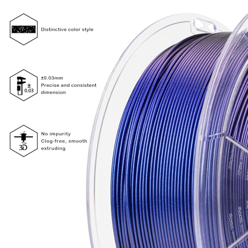 Image of ZIRO Glitter PLA Filament 1.75mm, 3D Printer Filament Shiny Sparkle PLA, Chameleon Series 1KG /2.2lbs Spool, Super Twinkle Effect Material, Fit Most FDM 3D Printers, Iris Blue Luster
