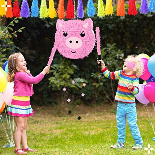 Pig Pinata Stick With Blindfold Confetti Set Pig Pinatas For Birthday Party Decorations Kids Farm Party Gaming Theme Pets Party Holiday Celebration Supply #TOP4