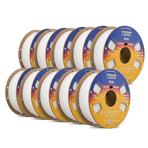 OVERTURE 10KG Bundle High Speed PLA+ 2.0 3D Printer Filament, White*10