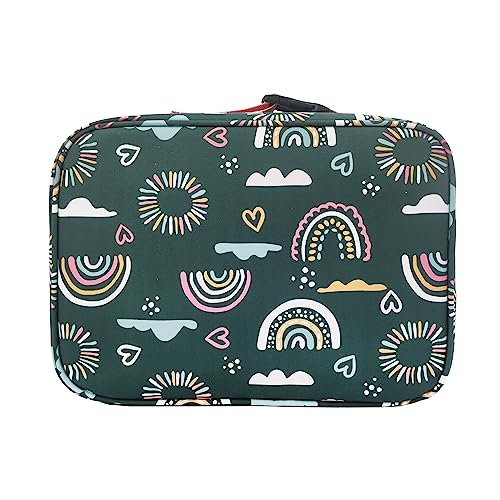 Image of Girls Insulated Kids Lunch Bags Mini Cooler Back to School Food Storage Tote - Picnic Cookouts Travel Reusable Small Lunch Boxes with Cute Pattern Green Rainbow