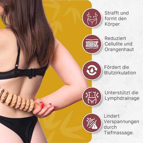 Massageroller für Cellulite und Lymphdrainage aus Buchenholz