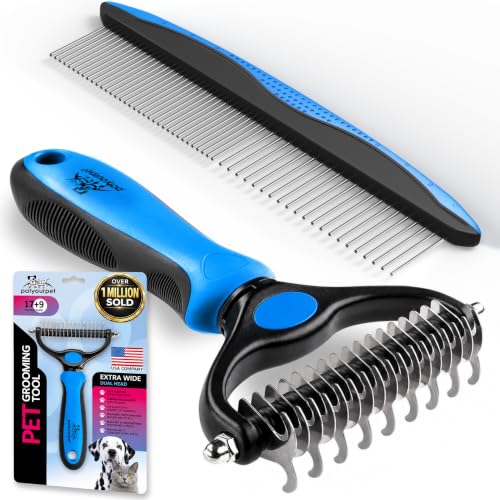 Pat Your Pet Deshedding Brush & Metal Comb Grooming Combo