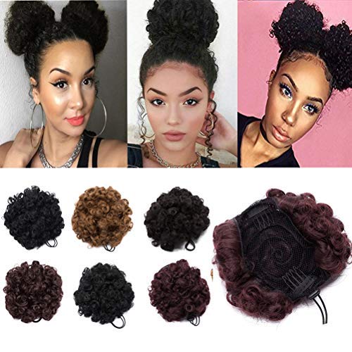 Down Kinky Curly Bun Black