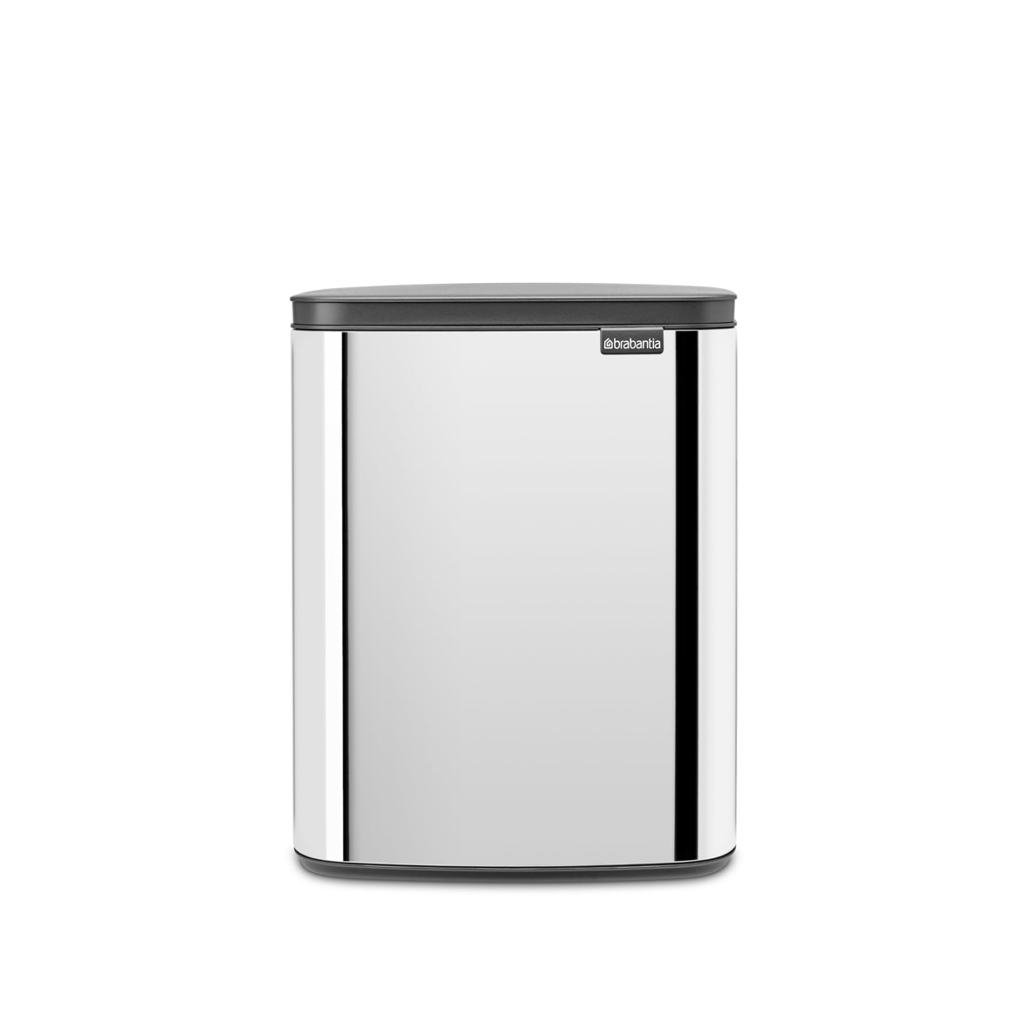 Brabantia - Bo Waste Bin 12 L - Waste Bin, Stylish & Practical - Lid Opens Easily, Closes Gently - Hygienic, Space-Saving - Transport Handle - Bathroom, Home Office, Bedroom - Brilliant Steel