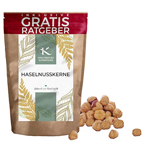 Haselnusskerne ganz 900g | Premium Haselnuss Kerne naturbelassen Krautberger Superfood ohne Zusätze inkl. gratis Ratgeber I hochwertiges Lebensmittel