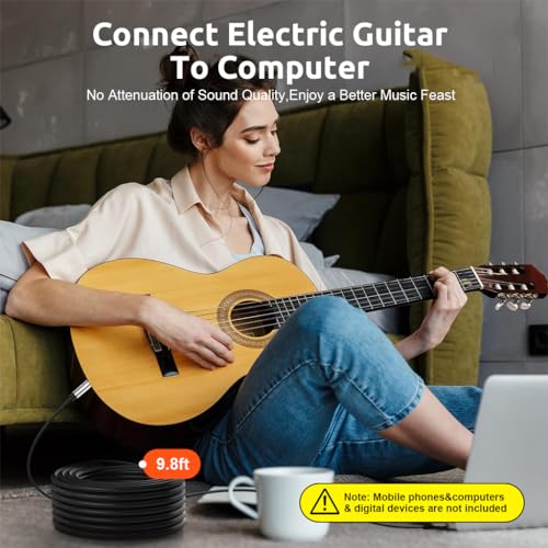 Image of Verilux 6.35mm to 3.5mm Stereo Audio Cable, 10Ft 1 /4 inch Male to 3.5Mm 1 /8 inch Male TRS Bidirectional Stereo Jack Cable, Audio Cable for Guitar, iPod, Laptop, Home Theater Devices, Speaker and Amplifiers