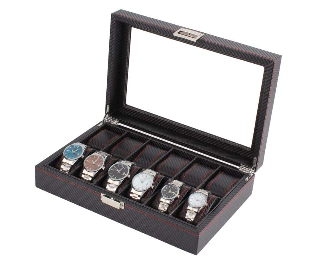 MaestroRelojero Vitrine pour 12 Montres PU Fibre de Carbone