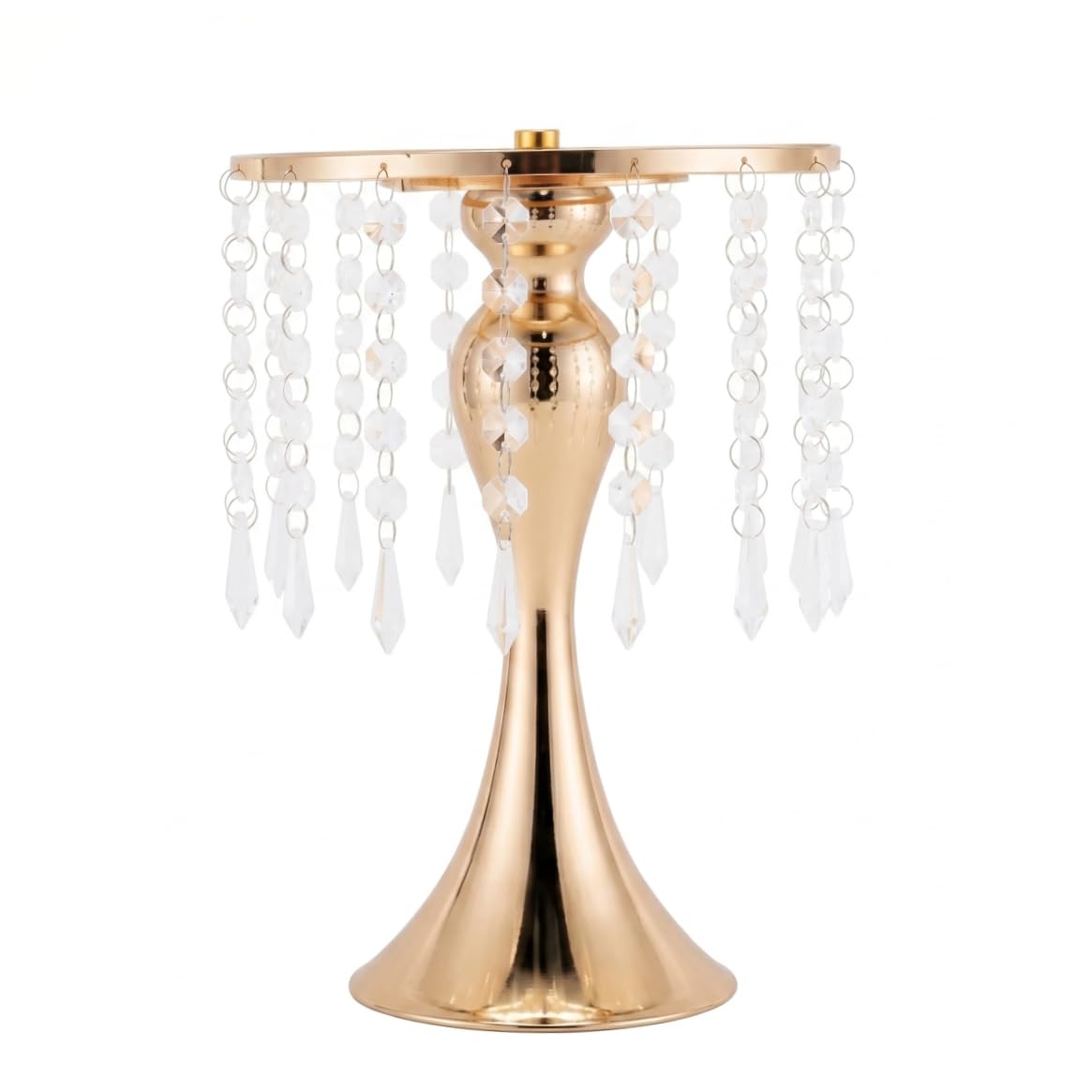 Vases centres de table dorés de 24 pouces pour mariages avec perles de cristal