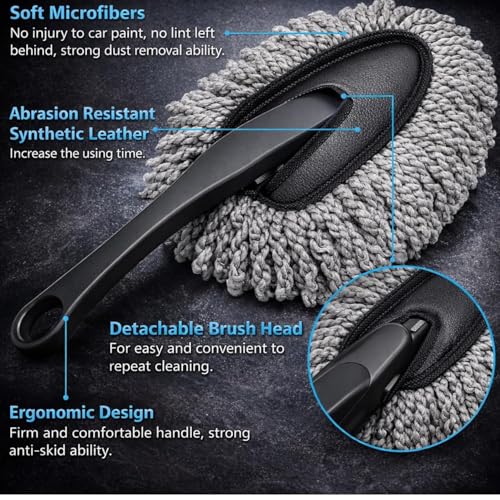 Image of 8 PCs Microfiber Car Duster with Long Handle Car Cleaning Brush Exterior & Interior Car Cleaning Cloth Car Ac Vent Cleaner Brush, Cleaning Brush,SUVs Cleaning Kit (Medium 8 Pack)