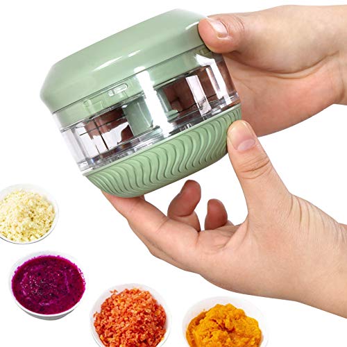 Pendolr Mini Manual Food Chopper - Durable Hand Held garlic grinder Twist Food Processor Garlic Press Mincer Vegetable Grinder for Fruit Meat Nuts Pepper