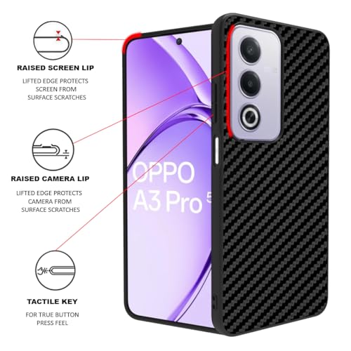 Image of RIGGEAR Sleek Back Cover Case Compatible with Oppo A3 Pro 5G (TPU+PC | Black CF)