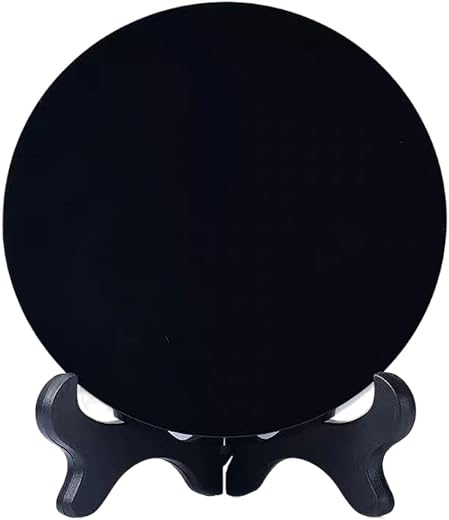 MERISHOPP Obsidian Circle Disc Mini Black Round Mirror Scrying Mirror S