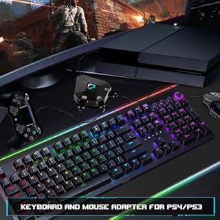 Arvin Keyboard and Mouse Adapter for Nintendo Switch/PS4/PS3/Xbox One/Xbox 360 Consoles, Switch Adapter Support Custom Mapping & Mouse Sensitivity Adjustment, Wired Keyboard and Mouses Converter