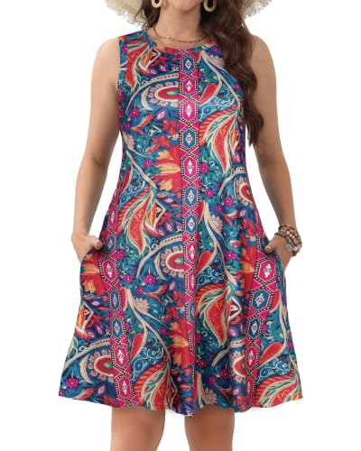 Image of Womens Summer Dresses Casual Loose Fit Sleeveless Sundress with Pockets