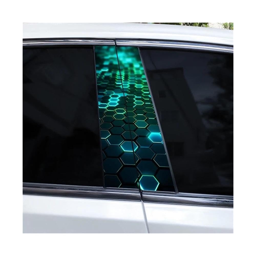 Decorative Items 2pcs Car B-Pillar Stickers Hexagonal Image Waterproof and Scratch-Resistant Car Door Pillar Decoration Stickers(E)
