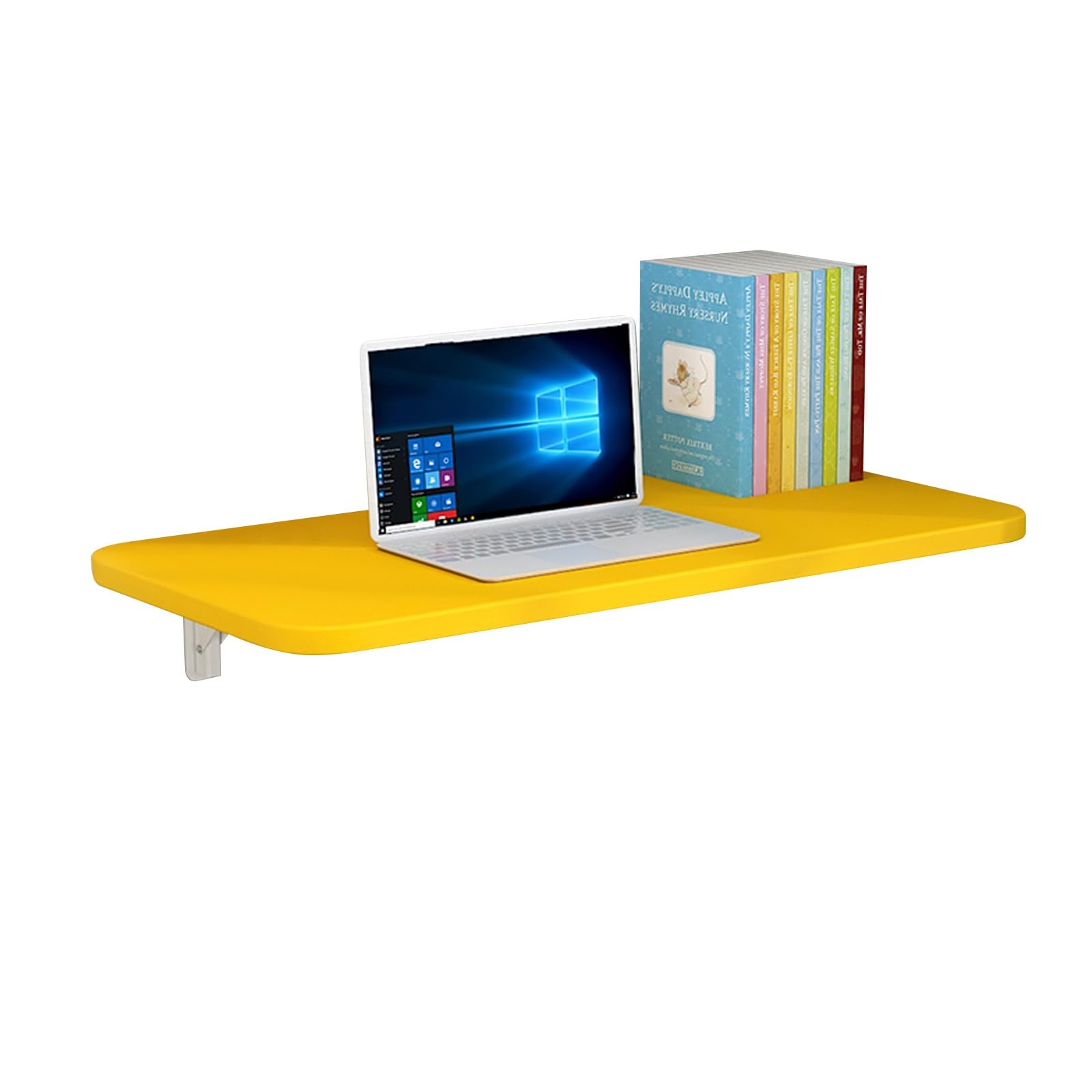 Bureau d'ordinateur mural pliable jaune 120x40 cm avec support robuste