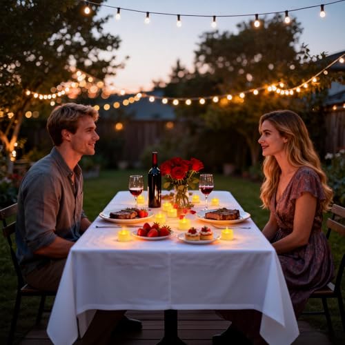 Image of Flameless Tea Lights Set of 24 Realistic Battery Operated Candles with Climbing Flame Effect, Cozy Ambient Candles for Wedding Party Home & Table Decor, 150H+ Battery Included (Ivory)