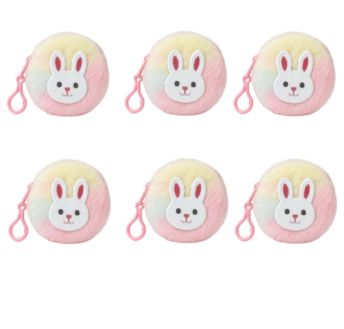 plush fur coin purse for girls | cute bunny small coin pouch bag | soft furry mini wallet for kids | storage of coins, cash, keys & small accessories (pack of 6)