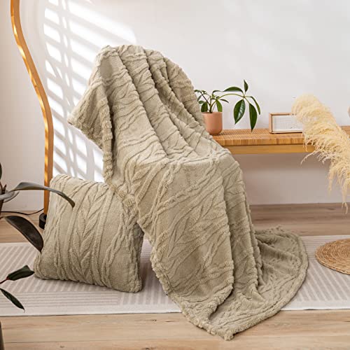 Yusoki Sherpa Fleece Throw Blanket(Without Pillows)-3D Stylish Design Super Soft Fuzzy Cozy Warm Blanket Thick Plush Fluffy Furry Blankets For Women Couch Bed Sofa Chair Men Boys Gift(Tan,50"X65") #TOP2
