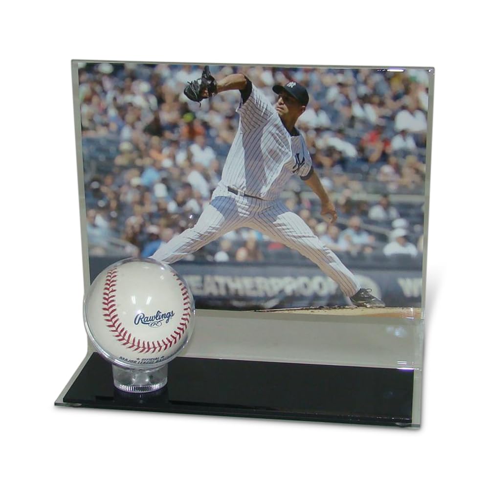 Acrylic Single Baseball Display Case with Horizontal Photo Holder