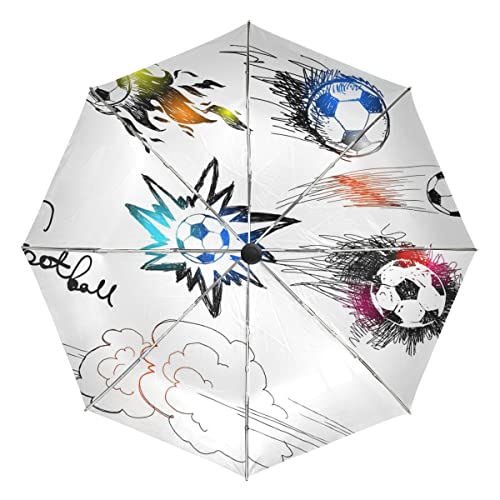 Arte De Fútbol De Fútbol Paraguas Plegable Automático Abrir y Cerrar Protección UV Ligero Paraguas para Viajes Playa Mujeres Niños Niñas Cover