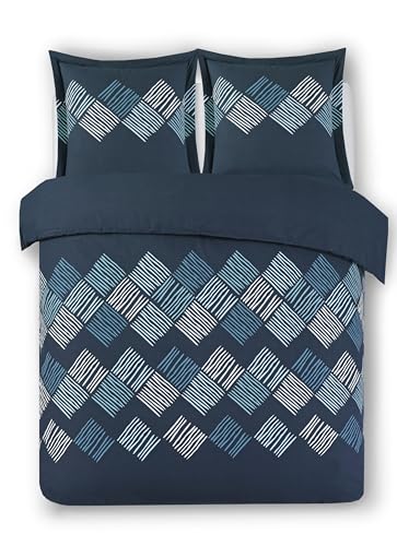 Parure de lit 100% coton bleu Vision Nora comprenant housse de couette 240x220 - 3