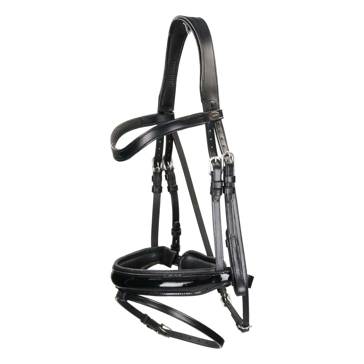 Bridon Laque Large Crank Dy'on Muserolle Combinée Vernie Noir Cob