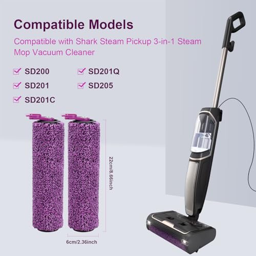 Image of SD201 Brush Roller for Shark Steam Pickup 3-in-1 Steam Mop SD200 /SD201 /SD201C /SD201Q /SD205 Vacuum Cleaner, 3 Brush Roll, 1 Cleaning Tool Replacement Parts Accessories Kit - 2 Pack