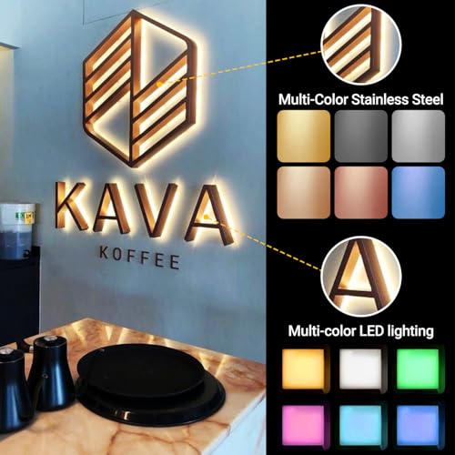 Image of Custom Led Business Backlit Signage, Customizable 3d Laser Cut Metal Business Logo Sign For Wall, Personalized Illuminated Backlit Reverse Channel Sign For Company Office Salon Storefront Studio Cafe
