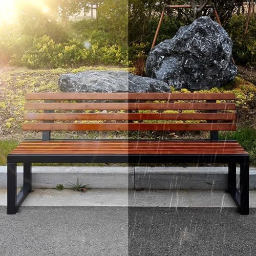 Solid Wood Outdoor Bench with Backrest - Durable Park Chair for Community & Playground - Square Leisure Seating for Indoor & Outdoor Use - Stylish & Comfortable Design