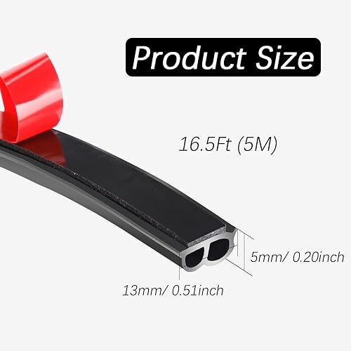 Miniatura 2 de Tira de sellado de goma autoadhesiva de doble capa para puerta de automóvil, 2 agujeros, tira universal de sellado contra la intemperie, aislamiento