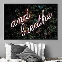 Framed Canvas Wall Art Illuminated Words 3D Industrial Inspirational Multicolor Neon Pop Art Quotes Typography Urban - 16x24 inches