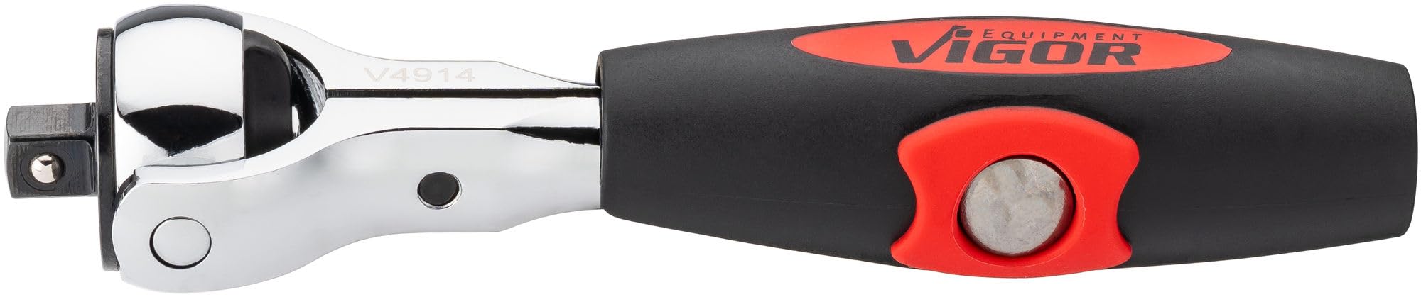 VIGOR Grzechotka Dwustronna V4914, 1/4 Cala Kwadratowego, Funkcja Rękojeści T, Drobnozębna, optymalna, do Precyzyjnej Pracy w Ograniczonych Przestrzeniach, Szybka Zmiana Obrotów Prawo/Lewo