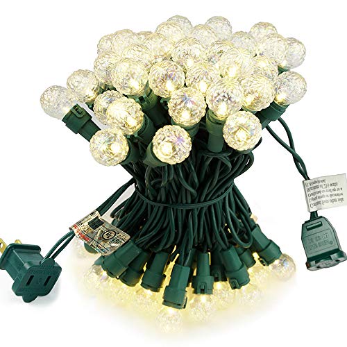 BOHON Outdoor String Lights 19FT 70 LED Christmas Lights Warm White UL Certified Globe String Lights with Iridescent Diamond Cut Glass Bulbs for Indoor Party Tree Wedding Decor