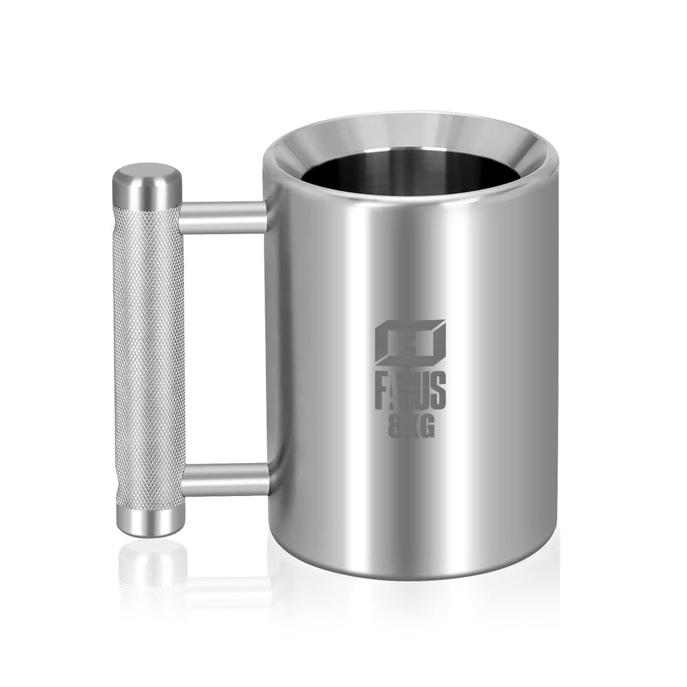 Heavy Mug 18LB/8KG 10 oz, 304 Stainless Steel Fitness Sports Water Cup Silver Overweight Dumbbell Coffee Mug Cups, Suitable For Home Workout, Gym Strength Training, Prank Gift, and Coffee Enthusiast